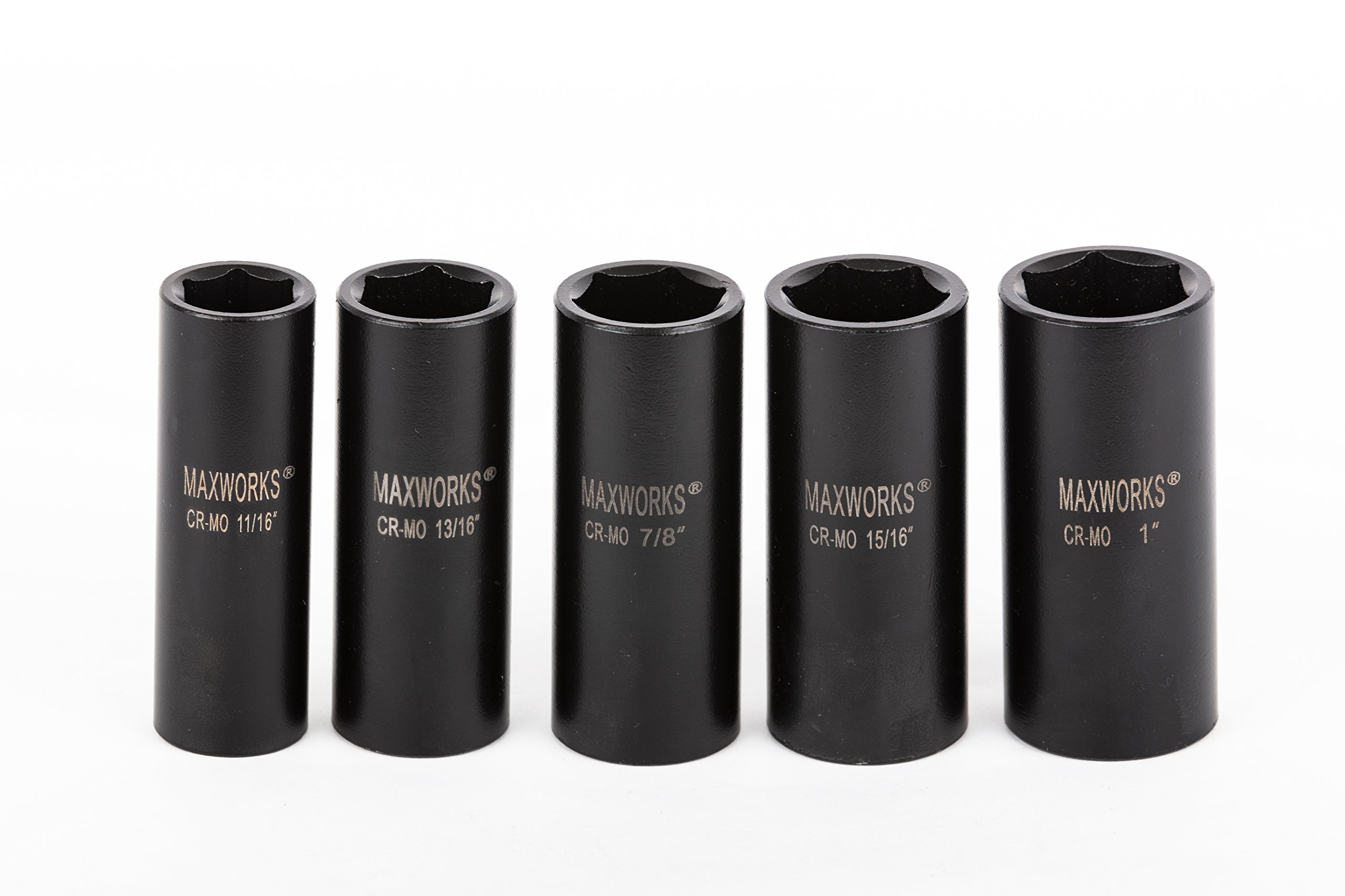 MaxWorks 80782 1/2 Drive SAE Deep Impact Socket Set With Laser Etched Size Marking 13 Piece