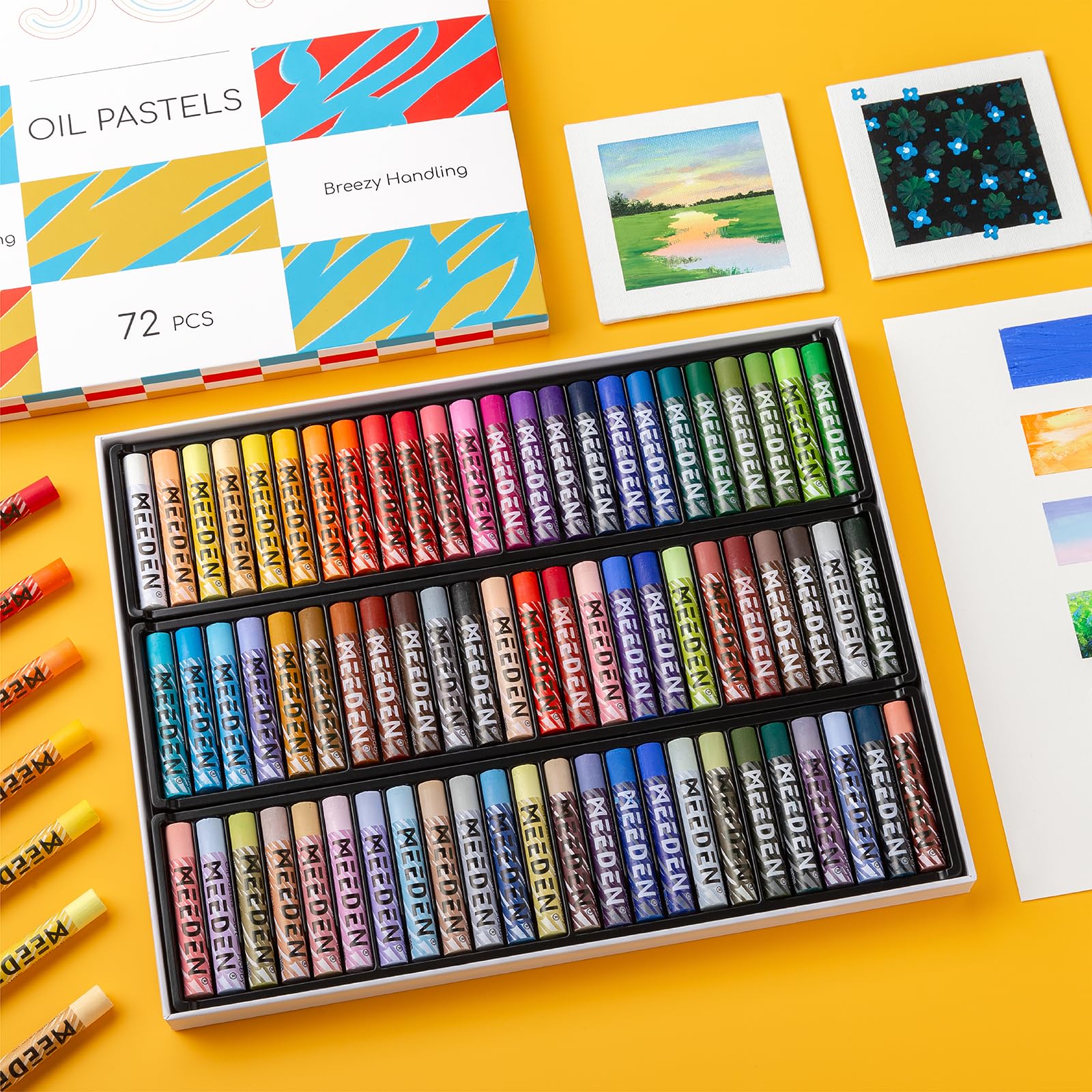 MEEDEN Lot de 72 pastels à l'huile douce – 72 couleurs vives pour artistes, débutants, adultes, crayons doux pour fournitures d'art, peinture, dessin, mélange, superposition