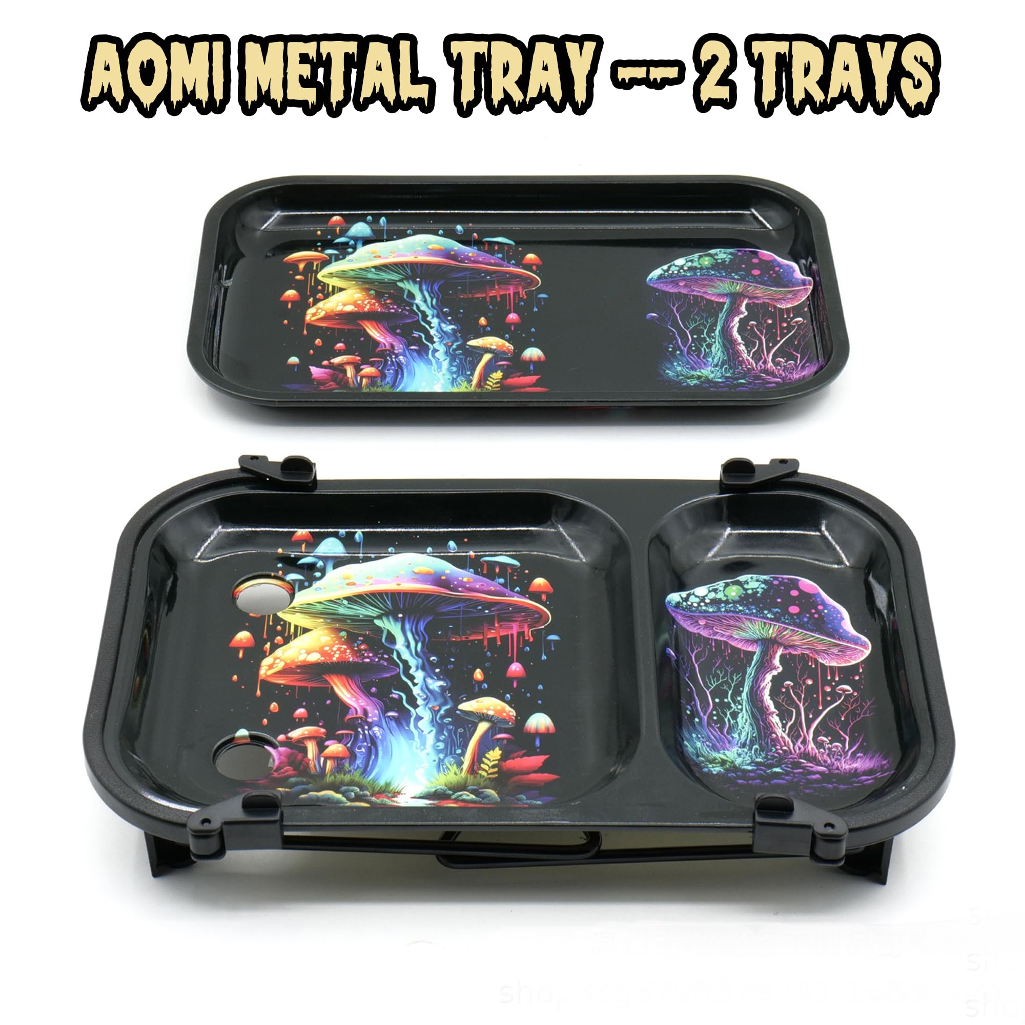 14-in-1 Upgraded Metal Tray Set With Dual 9.2x6.3" Trays, 4 Slots, Lid, Stand & Accessories - Portable Tray Kit For Rolling