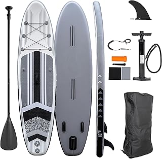 Stand Up Paddle Board e4fun, Grau, 320 x 81 x 15 cm, aufblasbar, inkl. Paddel, Pumpe, Rucksack, Reparaturset