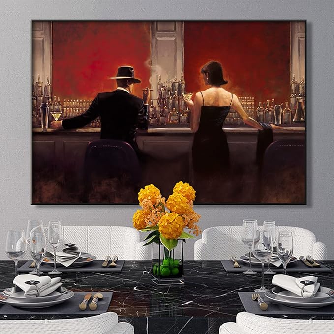 Cigar Bar Wall Art Canvas Bar Painting Wall Decor Man and