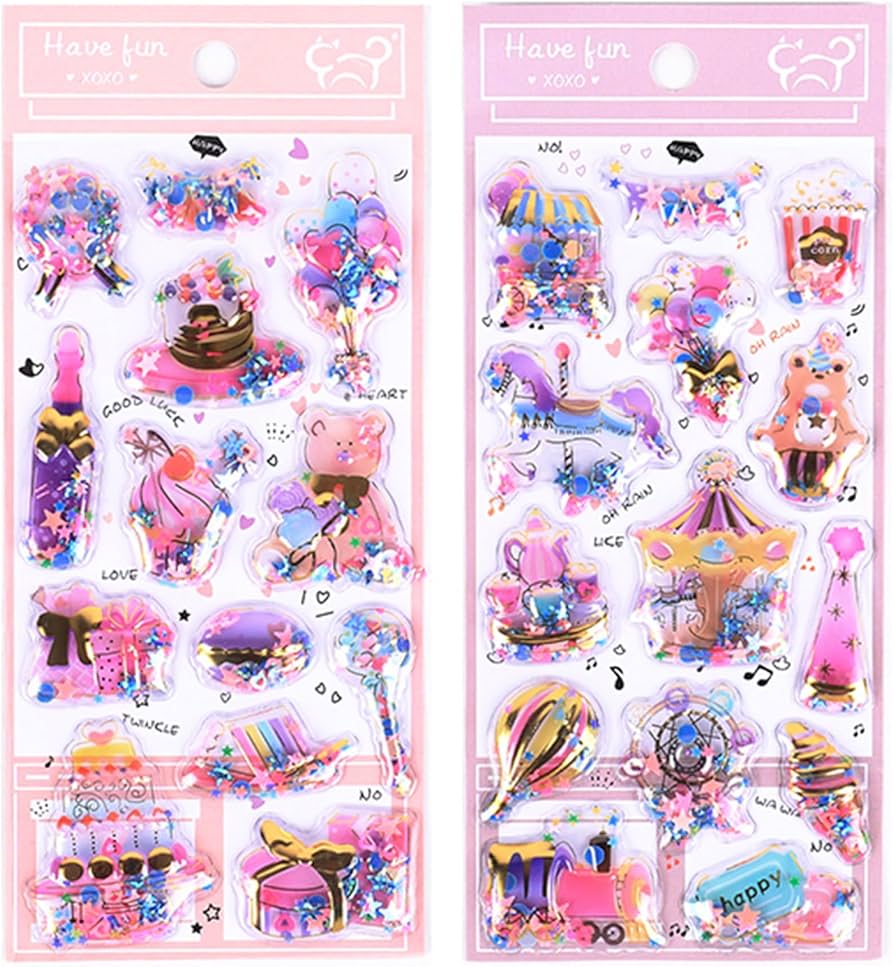 Amazon | KRGNPLE ぷっくりシール スパンコールシェイクシール 3D 立体