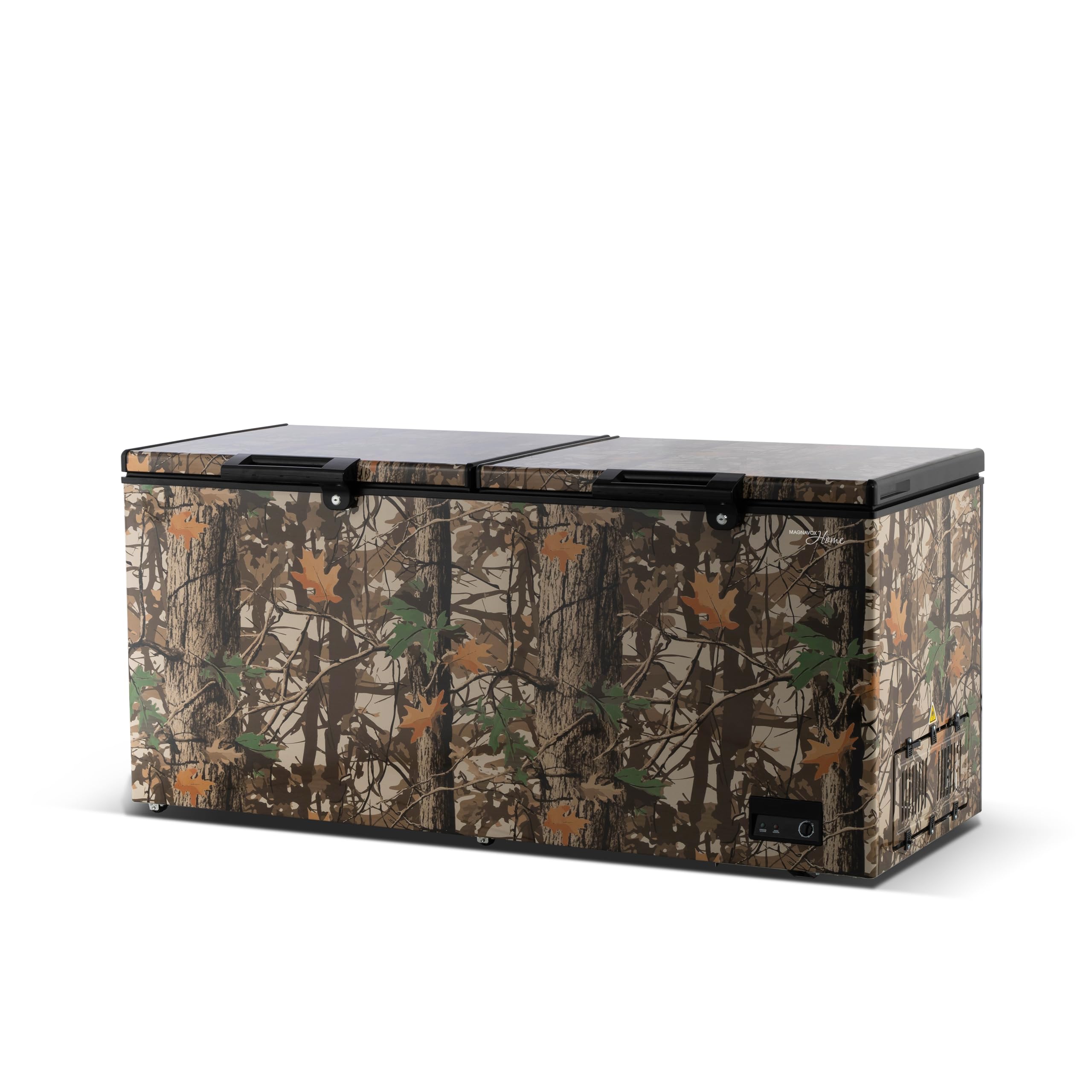 Magnavox Home 20.9 Cu Ft Double Door Lid Garage-Ready Chest Freezer-Camouflage, Vinyl-Coated Baskets, Space-Saving Flat Back, Stay-Open, Front-Access Drain, For Storage, Hunting, Large Family on Fridge.com - View 2