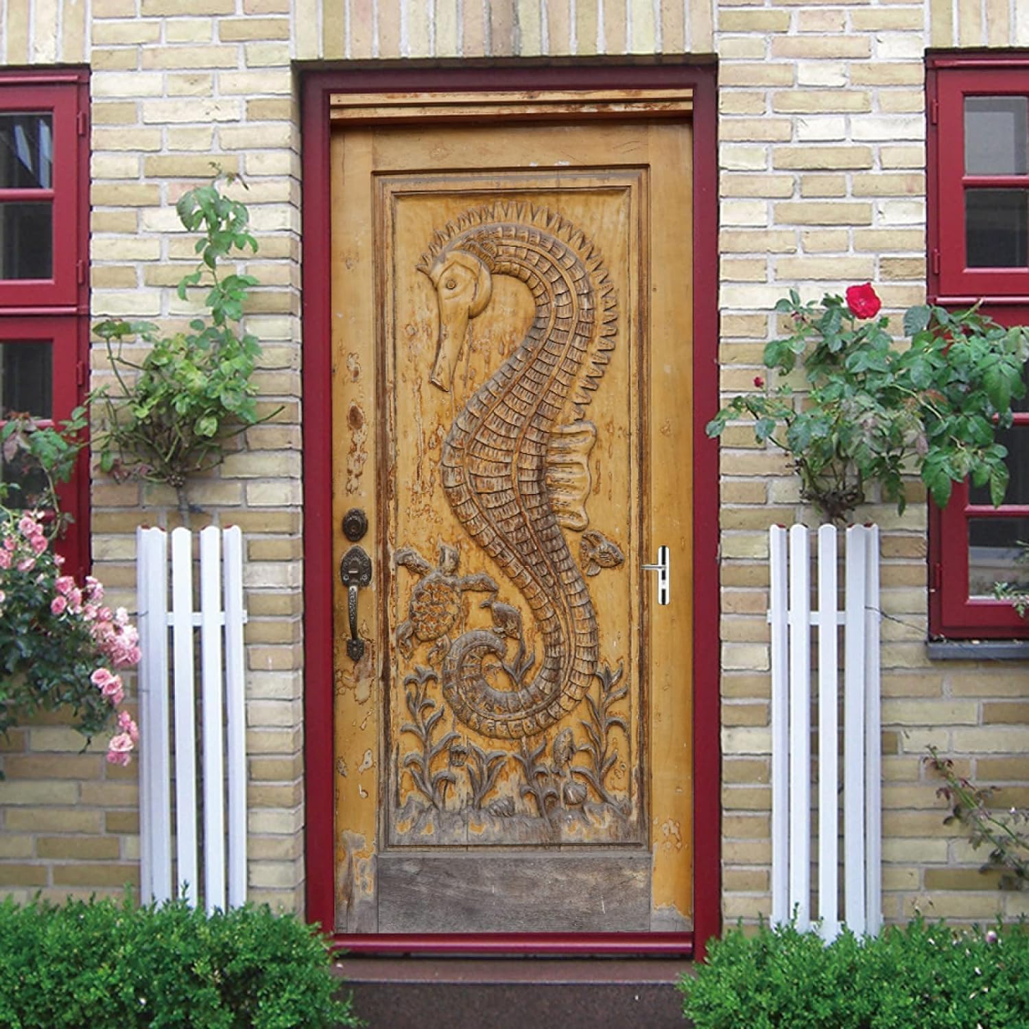 Adesivo 3D Porta Cavalluccio Marino - Vinile Autoadesivo 95x215cm - Foto 9