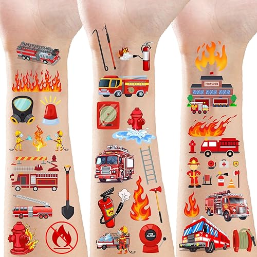 Miniatura 1 de 360 calcomanías de tatuajes temporales para fiesta de camiones de bomberos, bombero, cumpleaños, fiesta de bebé, regalos de tatuaje para niños