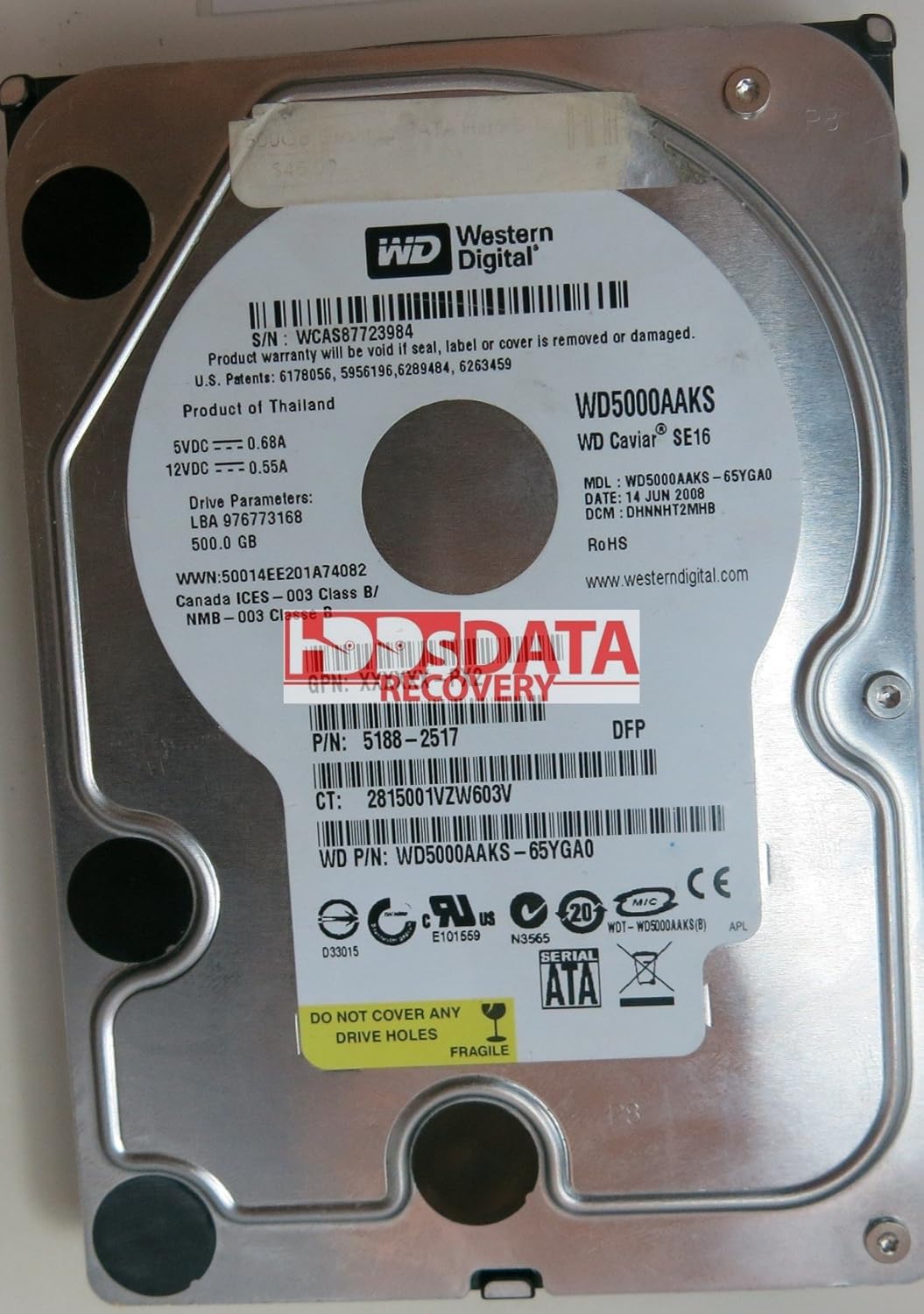 Amazon.com: WESTERN DIGITAL WD5000AAKS-65YGA0 DCM DHNNHT2MHB 500GB ...
