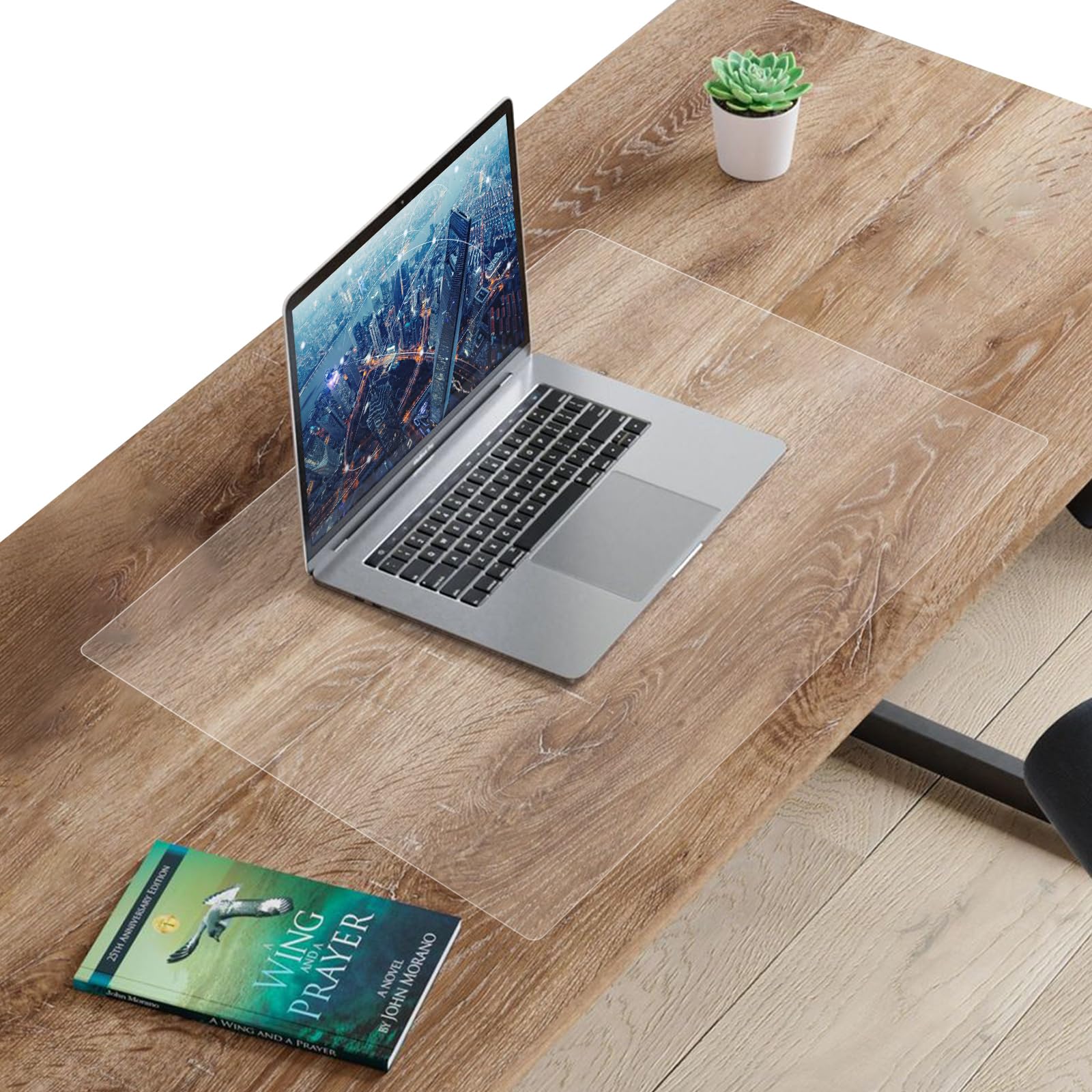 KitchenRaku Crystal Clear Silicone Table Protector, 40x60cm Heat Resistant & Anti-Slip Mat for Dining Table, Transparent Computer Desktop Mat Writing Pad Table Cover for Home Office