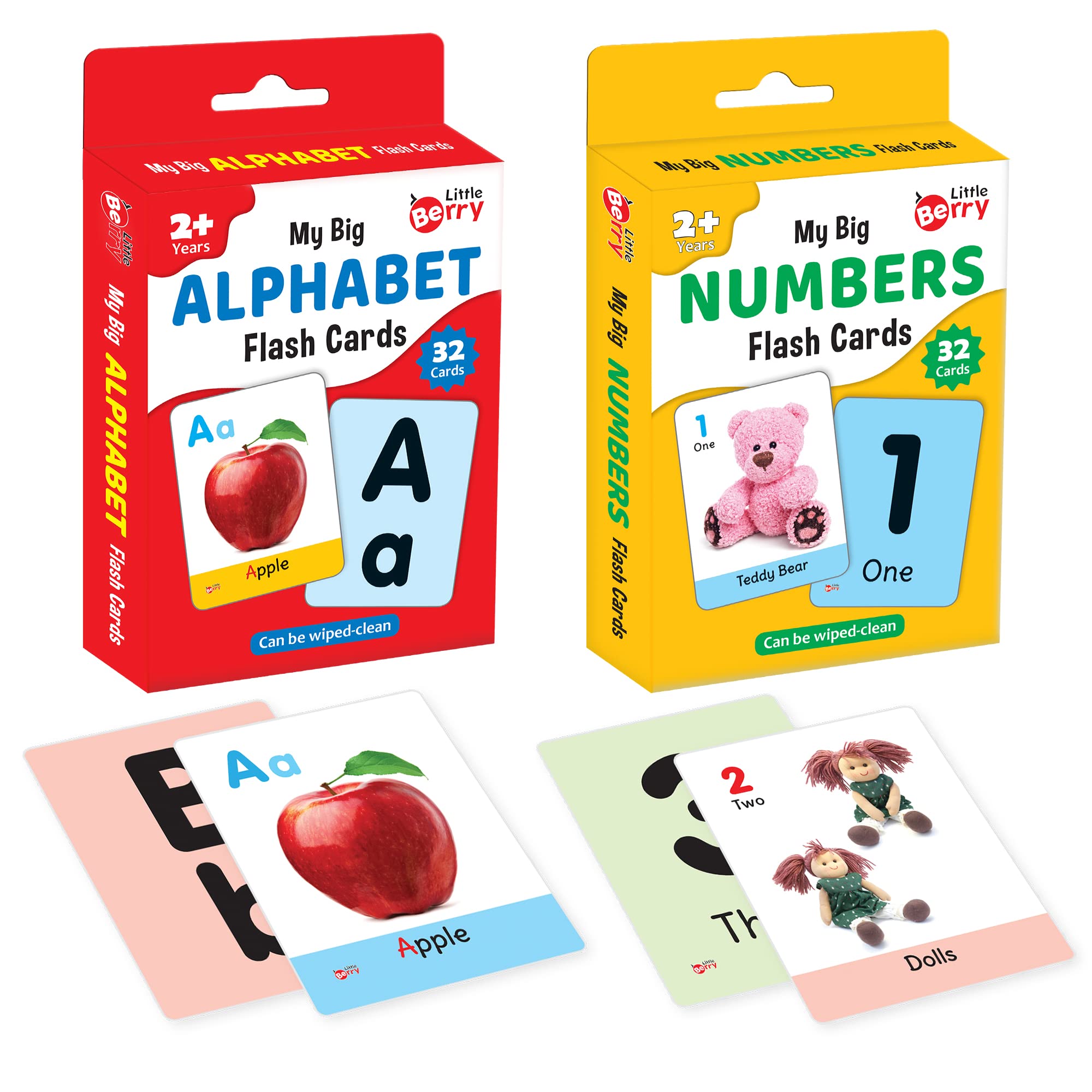 Little Berry Big Flash Cards for Kids: Alphabets and Numbers (Essential Set of 2) | 64 Double-Sided Picture Cards | Early Learning and Development Toy for Preschoolers & Toddlers 2-6 Years-image-43