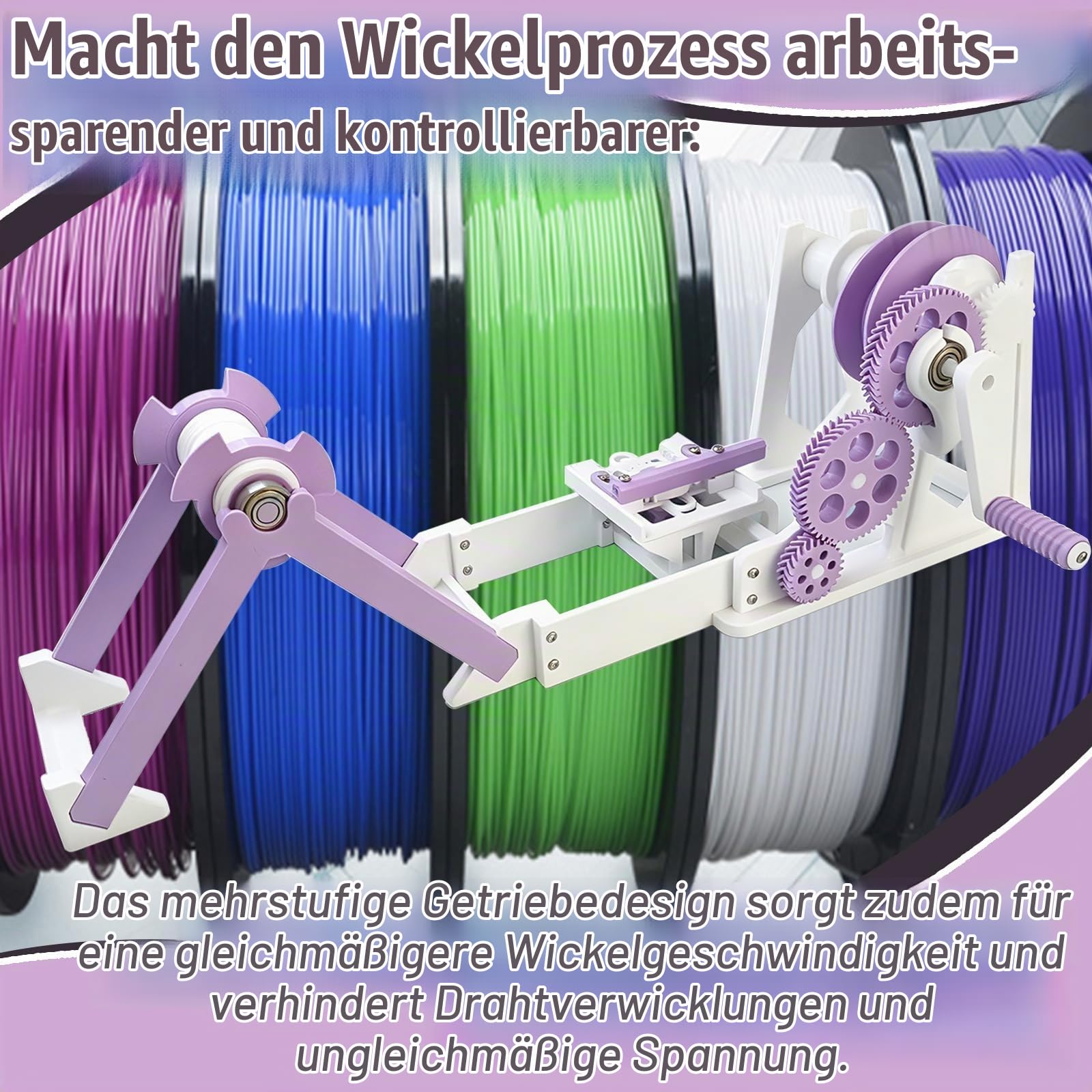 3D Filament Spulenwickler, Handkurbel Druck Filamentwickler Aufwickler Wickelmaschine Filament Umspuler für die Aufbereitung und Aufwicklung von Nähfahten Schweißdrähten