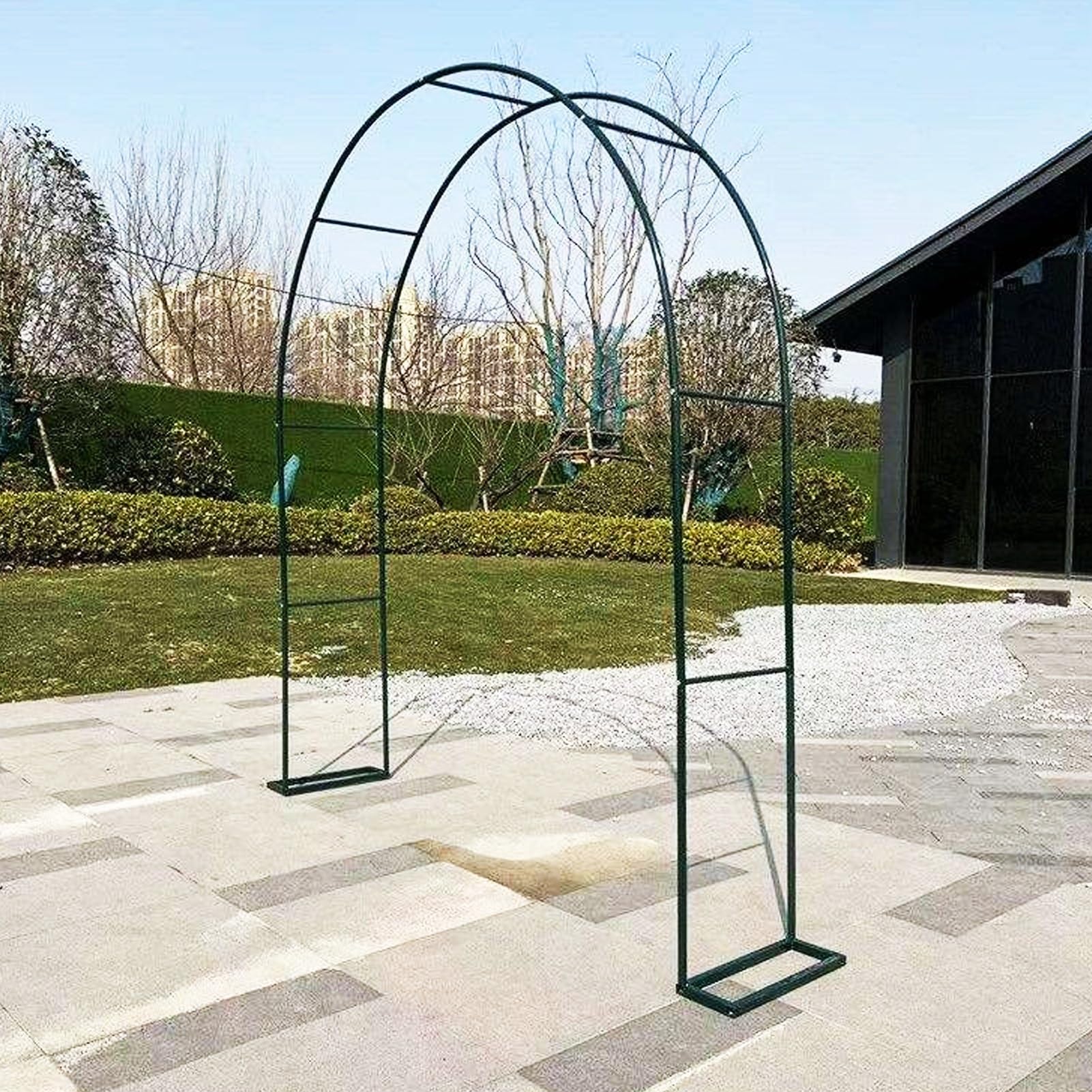 Treillis d'arche de roses pour jardin, terrasse, serre, arche en métal pour légumes, citrouille, treillis, décoration de fête de mariage, 120 x 220 x 40 cm, vert
