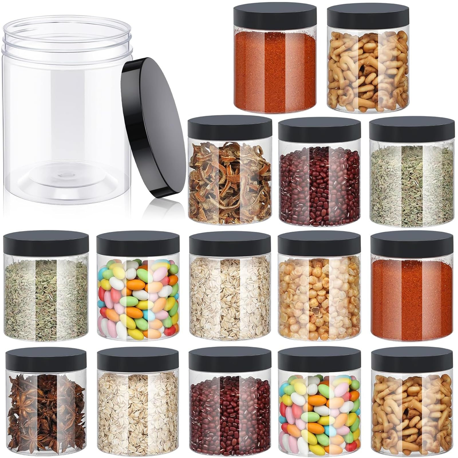 Barattolo In Plastica Trasparente Con Impugnatura, 16 Oz - Per Ripostiglio E Ricambi, Con Coperchio A Vite