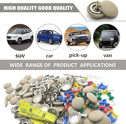 Miniatura 6 de Kit de reparación de techo de techo de automóvil, 60 piezas, remaches a presión para techo interior, hebilla de reparación con herramienta de