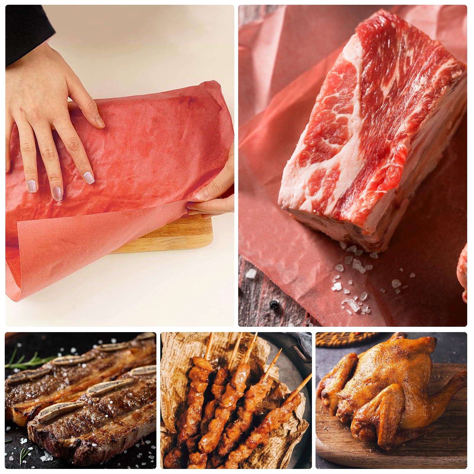 2 Rotoli Carta da Macellaio Rosa Rotolo da 10 m, Carta Kraft per BBQ, Butcher Paper BBQ, larghezza 30 cm, per Risultati di Cottura Perfetti per BBQ Smoker Grill, SKZ-01