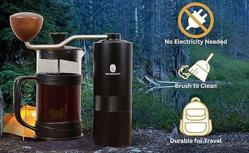 Miniatura 5 de Molinillo de café manual de alta calidad con molinillo de rebabas de acero inoxidable chapado en titanio para granos de café, expreso, prensa