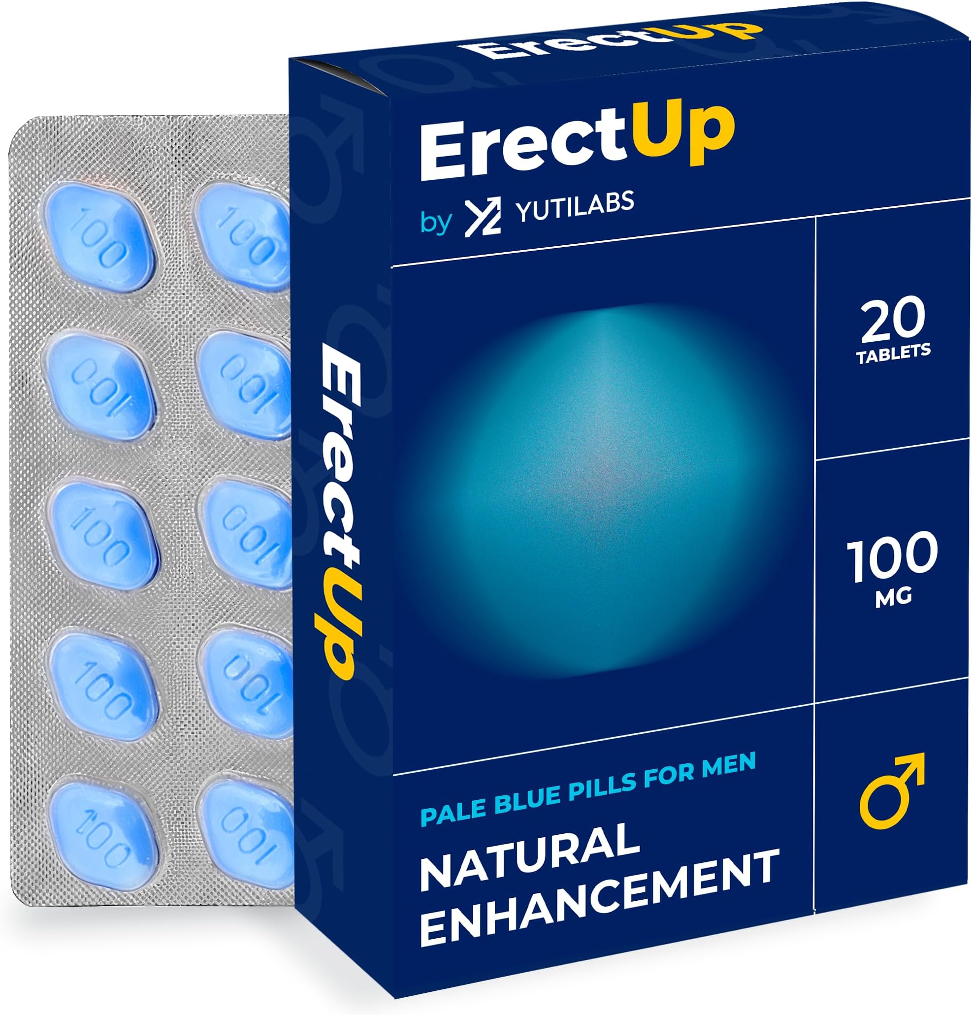 Erectup - Blue 20 Tablets for Men - 100mg - Natural Supplement for Performance & Vitality - Fast-Acting Blue Power for Men's Efficiency & Long-Lasting Results