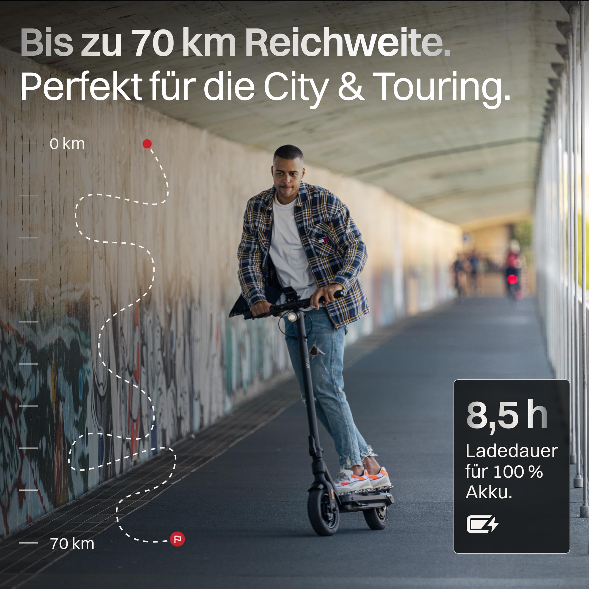 VMAX E-Scooter VX2 Extreme Serie, E-Roller mit Straßenzulassung in D, Bis zu 70 km Reichweite, 20 km/h Geschwindigkeit, bis 150 kg Traglast, Blinker, 500W Motor