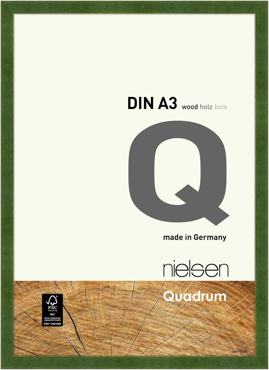 nielsen Square Green Wooden Picture Frame 29.7 x 42 cm A3 Poster Frame for Hanging in Portrait & Landscape Real Glass Square