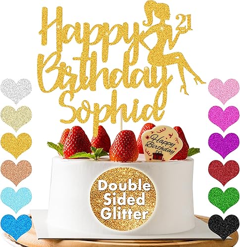 Miniatura 2 de Decoración para tarta de cumpleaños personalizada, decoración para tartas de cumpleaños, decoraciones para tartas con purpurina, regalos para niñas