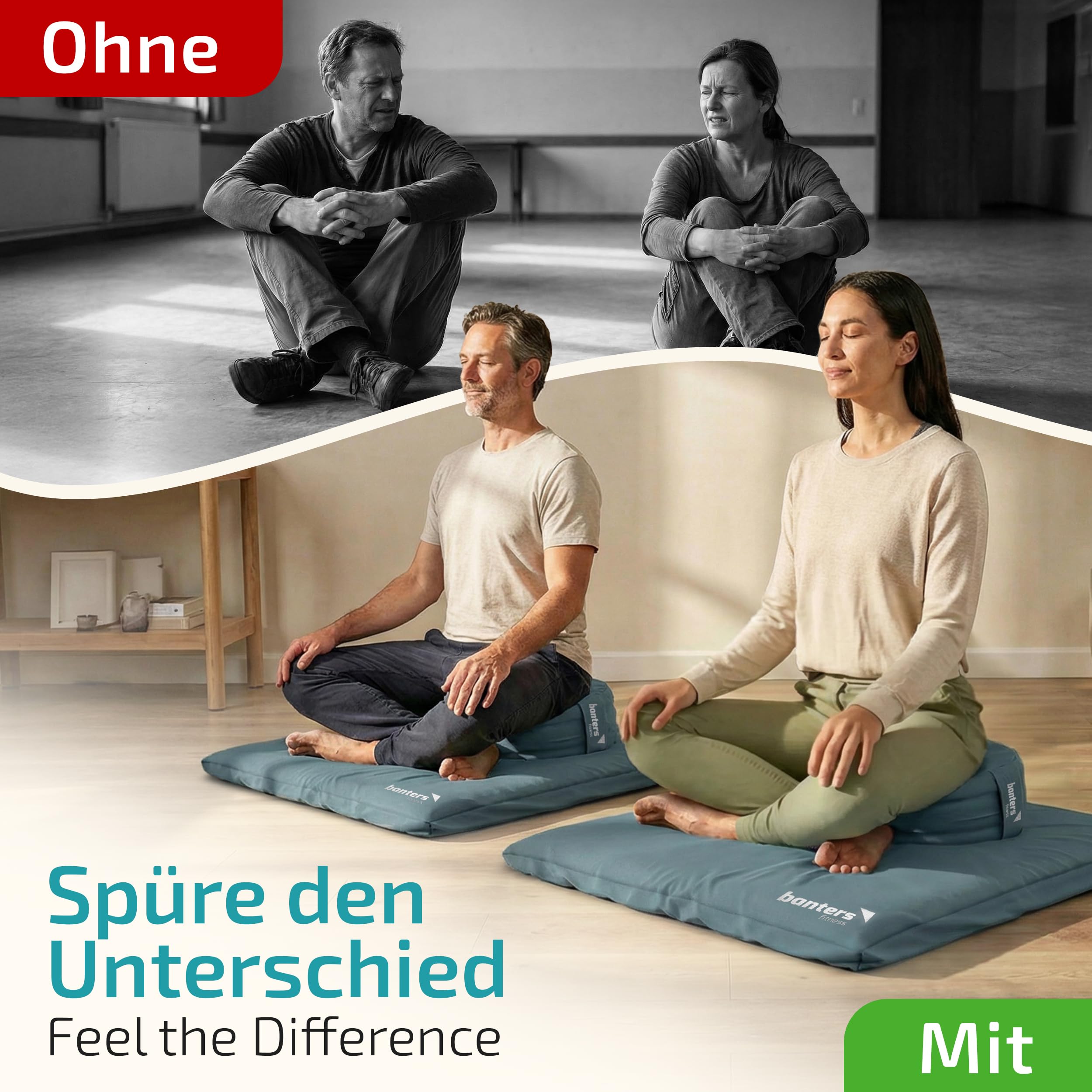 banters Set di cuscini da meditazione con imbottitura in kapok, cotone biologico, zafu e zabuton, altezza regolabile, lavabile, con cinghie per il trasporto e modello diario di 5 minuti