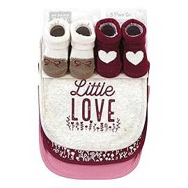 Hudson Baby Unisex Baby Cotton Bib and Sock Set, Little Love Flowers, One Size