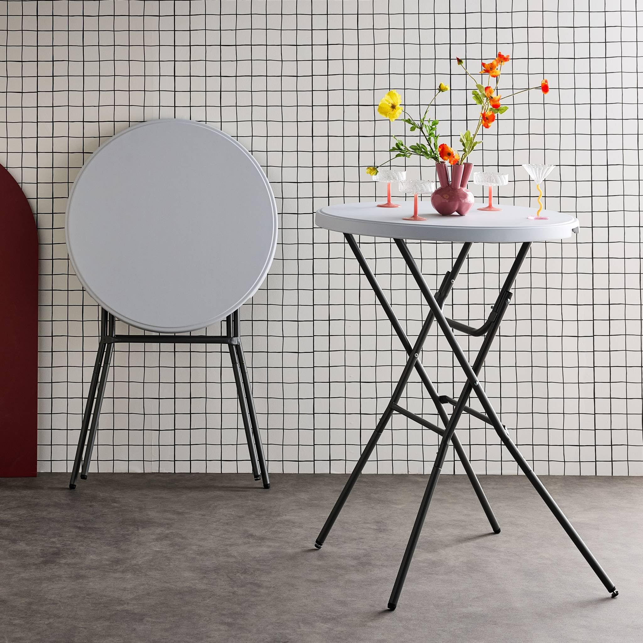 Alice's Garden Lot de 2 Tables Hautes de Réception Gala Pliables Ø80cm x 110cm