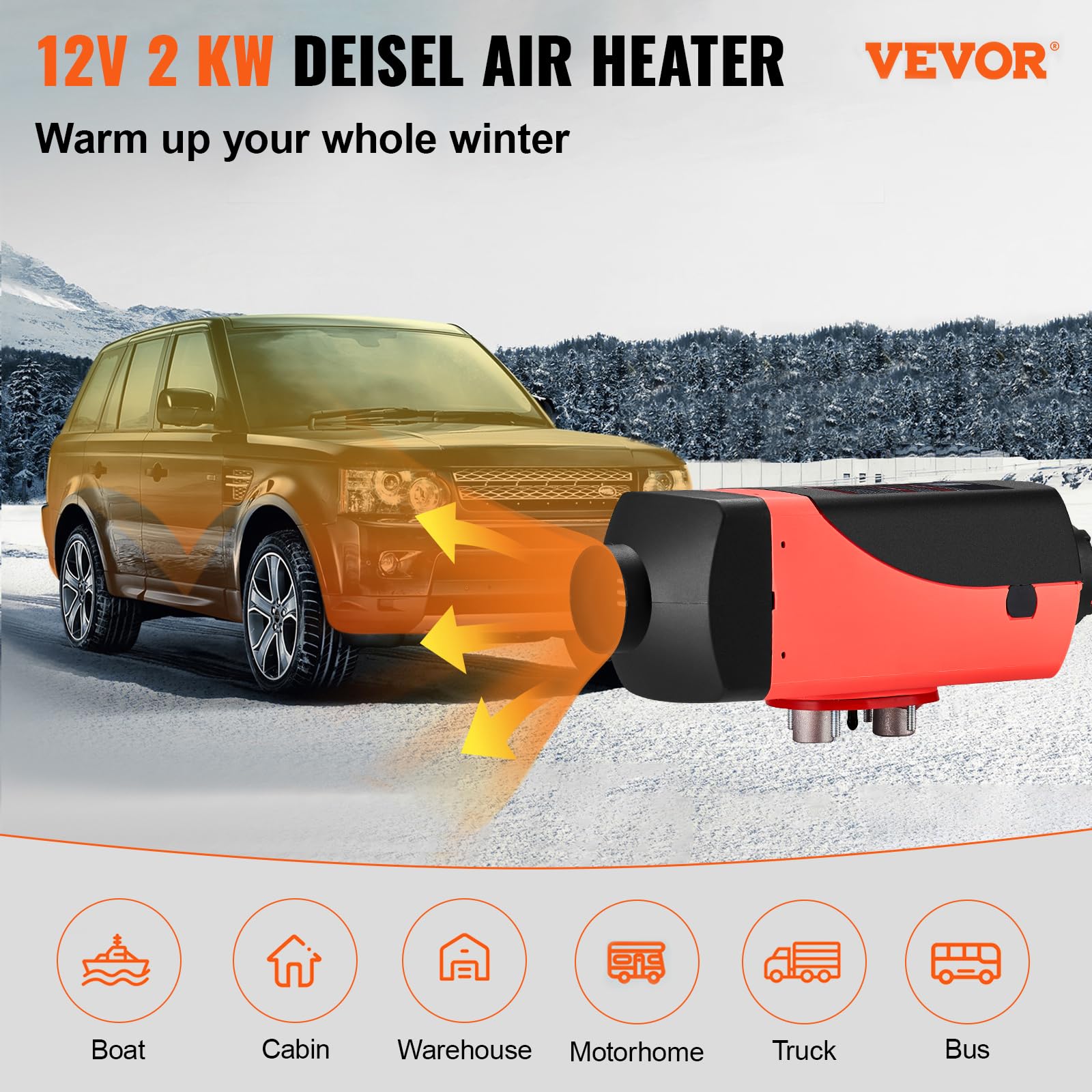 FlowerW 2KW Air Diesel Heater Planar 12 V grzejnik postojowy z tłumikiem grzejnik wysokoprężny przełącznik lcd 10 l zbiornik do samochodów ciężarowych kempingowych i przyczep kempingowych