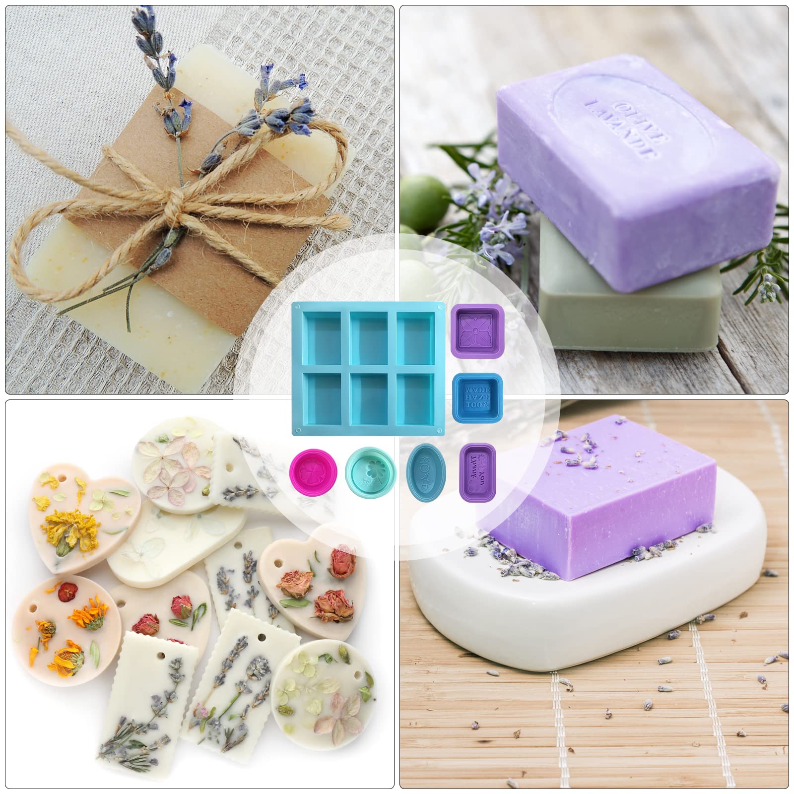 Stampo In Silicone Per Sapone Fai-da-te – 6 Cavità Ovali E Rettangolari – Resistente -40° A 230°C – Verde Menta