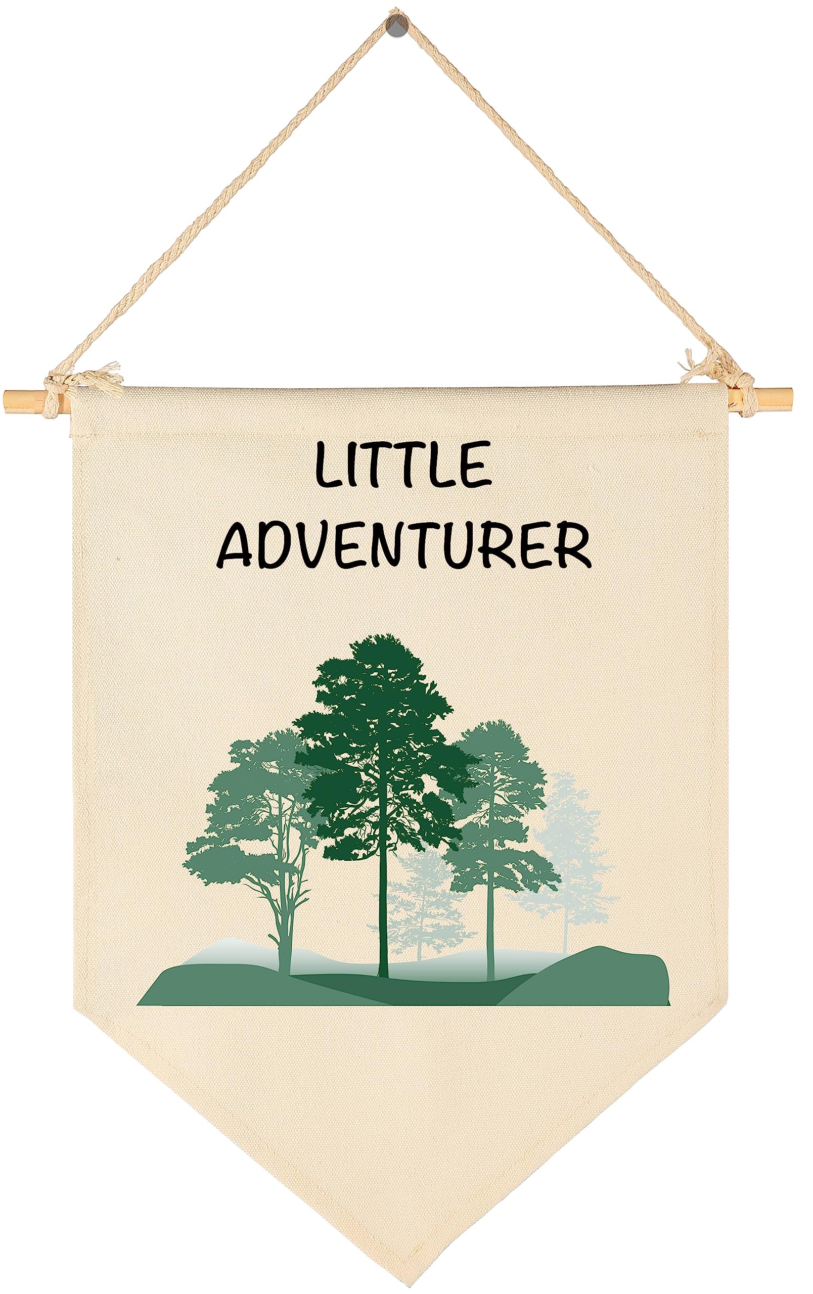 Green Forest-Little Adventure-Pennant Flag Sign Gift for Baby Newborn Boys Girls Kids-Banner Wall Decor Presents for Nursery Bedroom Playroom Front Door-Baby Presents Shower-Birthday Christmas Gift