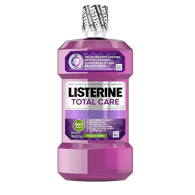 Listerine Total Care Anticavity Fluoride Mouthwash 6 Benefit Oral Rinse Kills 99 of Bad Breath Germs Prevents Cavities