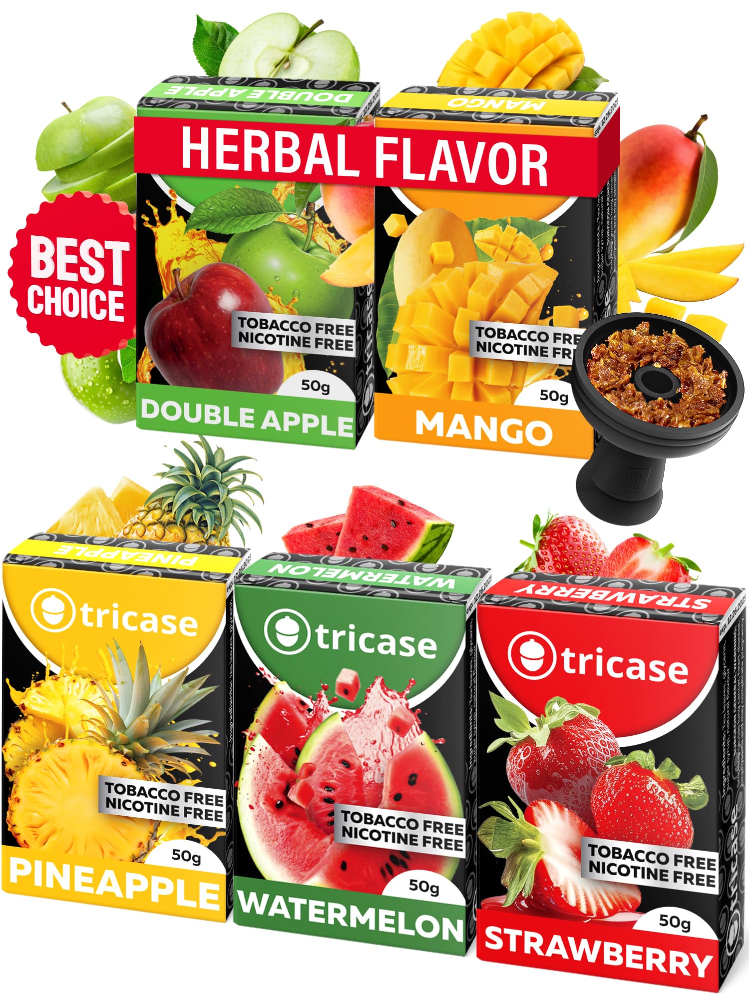 5 pcs Herbal Favors Bundle 1 7 oz Each - Watermelon Strawberry Mango Pineapple Apple