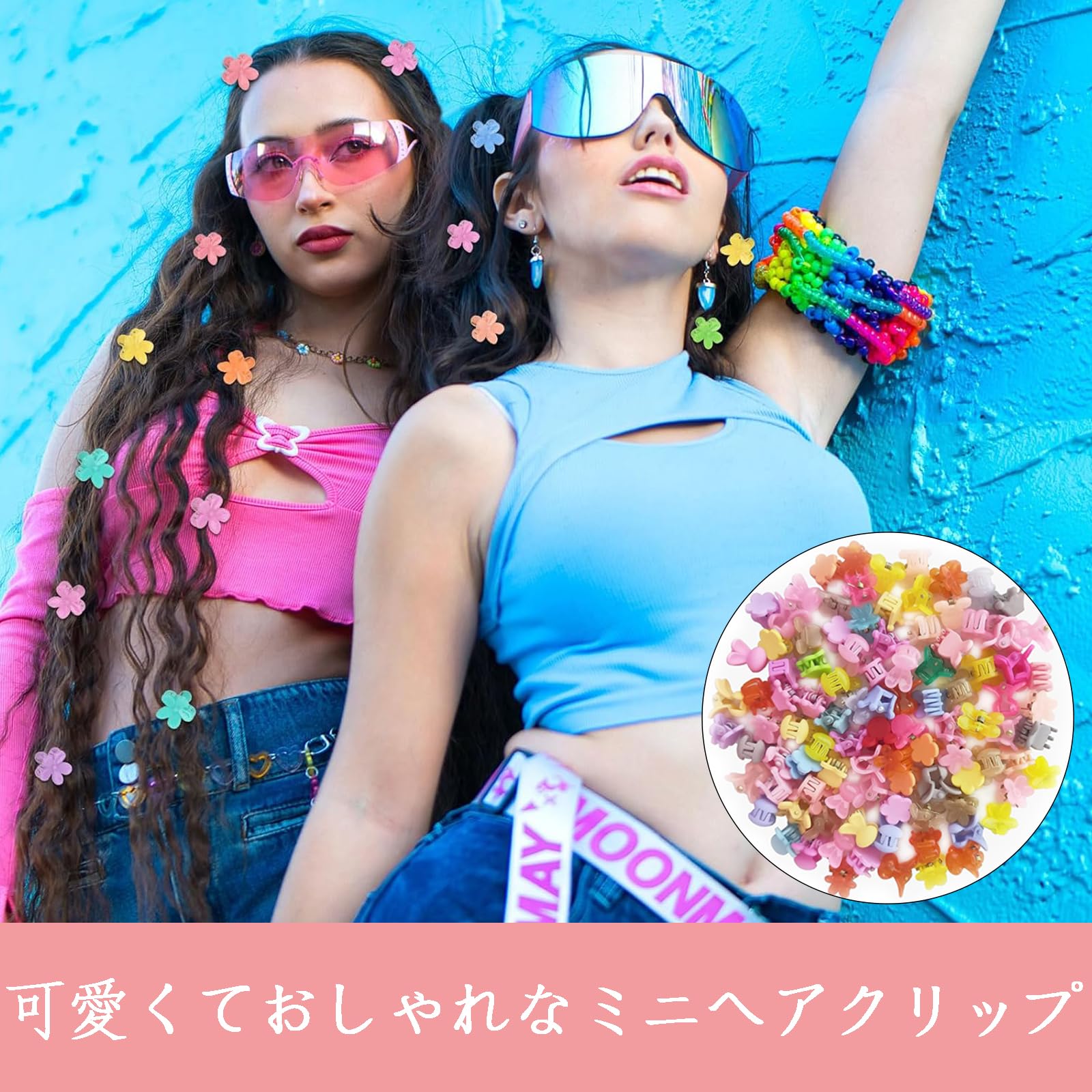 Amazon.co.jp: ミニクリップ ヘア100個子供 ヘアアクセサリー、入り 花