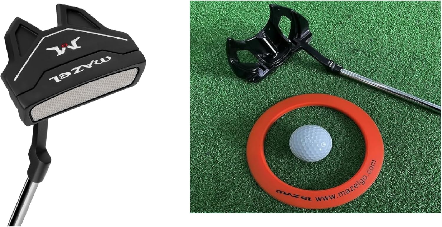 MAZEL Golf Putting Ring Training Aids & Black Mallet