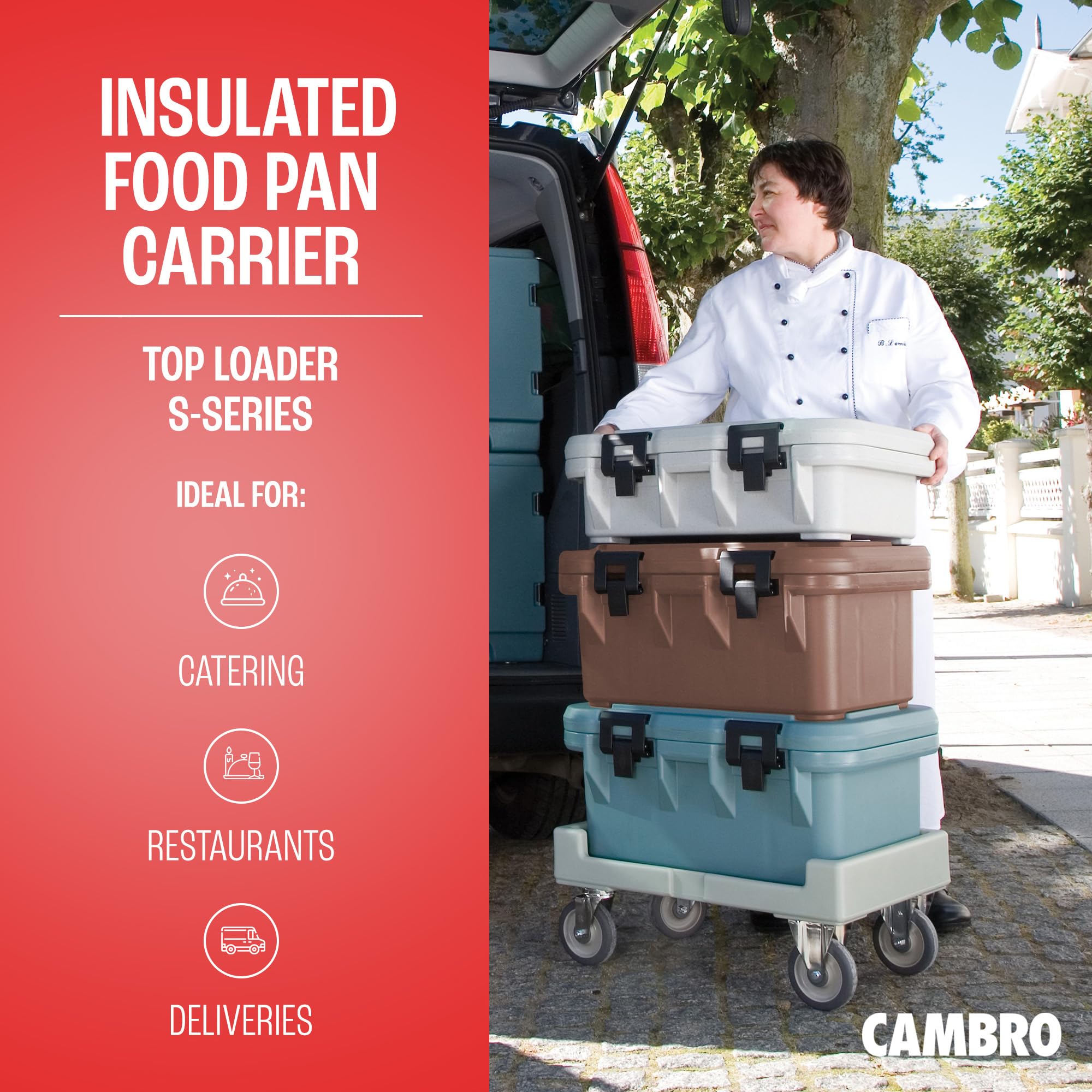 Cambro Portador de alimentos con aislamiento - Caldera profunda de 6 pulgadas y calentador de alimentos para catering y transporte - Top Load S-Series (negro)