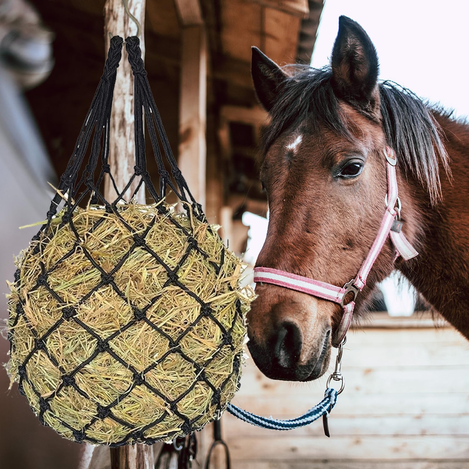 2 Pièces Filets à Foin, Mailles Fines 5X5cm, Portable Filet a Foin Cheval Robuste et Durable, Cela Peut Ralentir la Vitesse à Laquelle Cheval Mange et Réduire Gaspillage D'aliments (Noir)