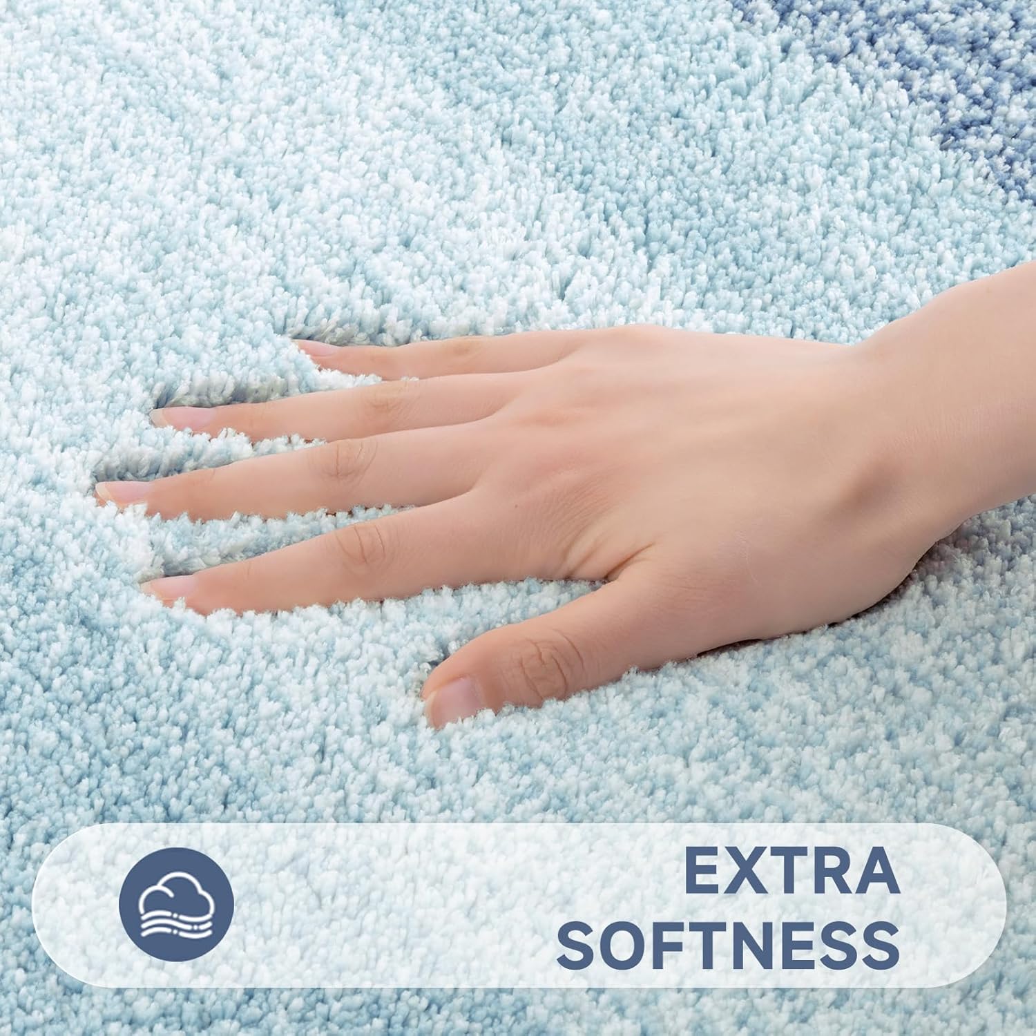 Pauwer Bathroom Rugs Sets 3 Piece Shower Rugs with U-Shaped Contour Toilet Mat Absorbent Microfiber Plush Bath Mats Non Slip Bath Rugs Machine Washable Shaggy Bathroom Floor Mats, Dusty Blue