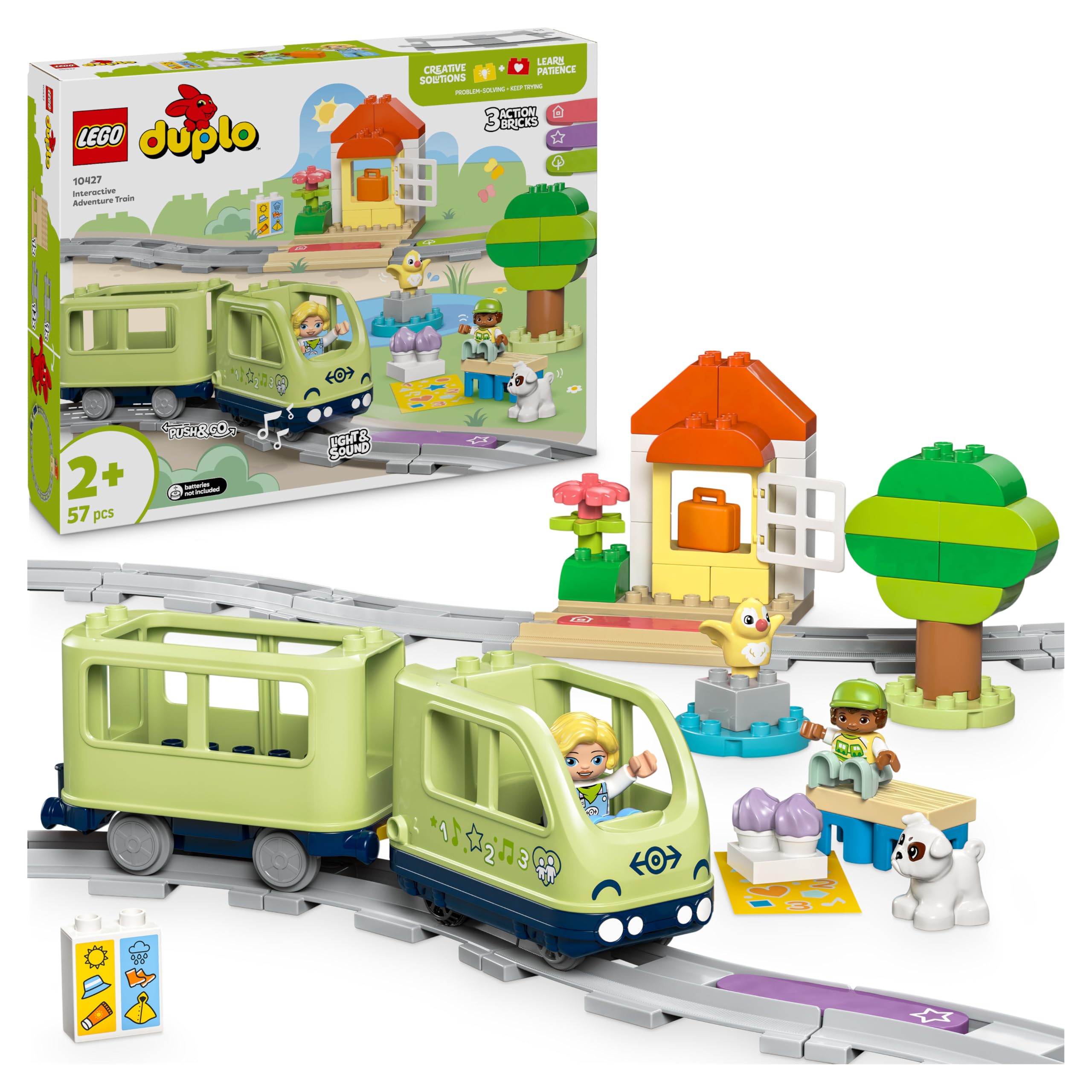 DUPLO Interactive Adventure Train Set - Toddler Learning Toy for 2+ Year Old Boys & Girls - incl. 14 Track Pieces, Action Bricks with Sound and 4 Figures - Gift Idea - 10427