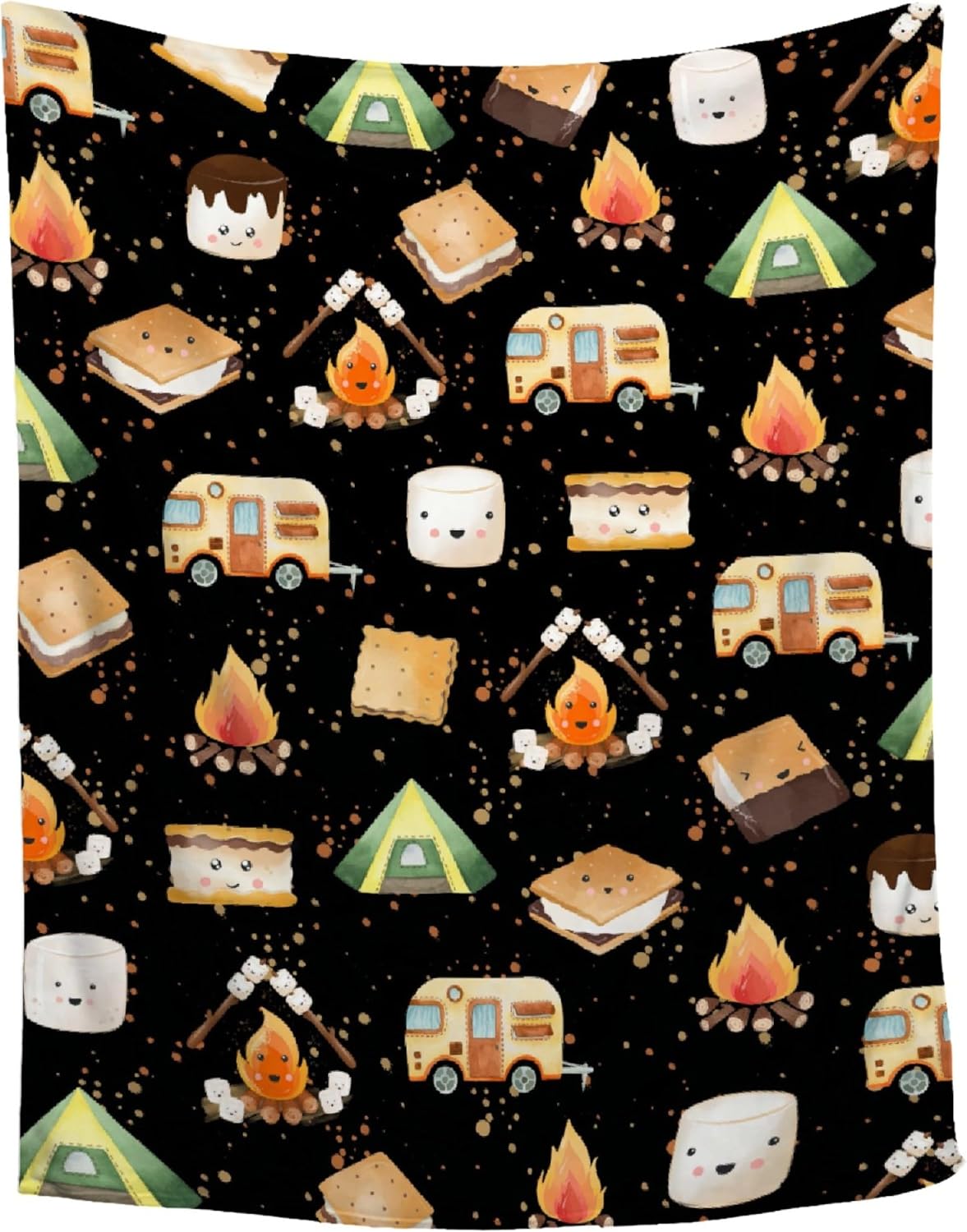 Cute S'Mores Flannel Blanket | Ultra Soft Roasted Marshalows Throw for Couch/Sofa/Travel/Camping | Camping Blanket Gifts for Camper Lover Decor - 40"x50"-Kids/Throw Size - Image 8