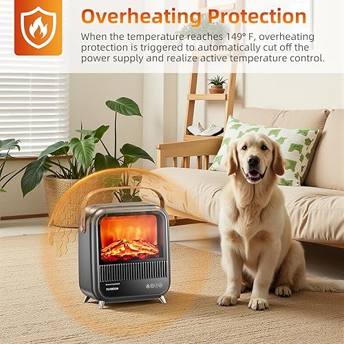 Miniatura 3 de FLYMOON Calentador eléctrico de chimenea de 11.8 pulgadas, calentador de chimenea con diferentes efectos de llama 3D, 7501200 W, temporizador,