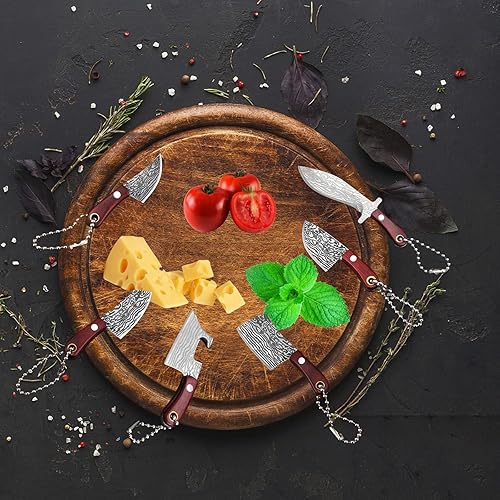 Miniatura 5 de Gonoce Mini cuchillo con funda, juego de cuchillos de bolsillo de Damasco, mini cuchillo de bolsillo EDC juego de cuchillos para abridor de