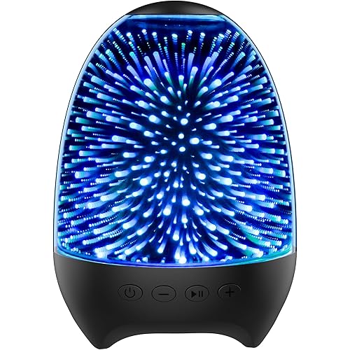 Aiscool Night Light Bluetooth Speaker, 3D Glass Music Bedside Table Lamp with 7 Colors, LED Touch Night Lamp Rechargeable Portable Lamp Gifts for Girls, Boys, Women, Men, Dad, Mom(Galaxy Black)
