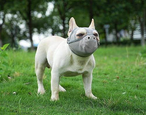 Miniatura 7 de Bozales cortos para perros  Bozal para bulldog de malla transpirable ajustable que puede sacar la lengua y beber agua, antimordidas y entrenamiento