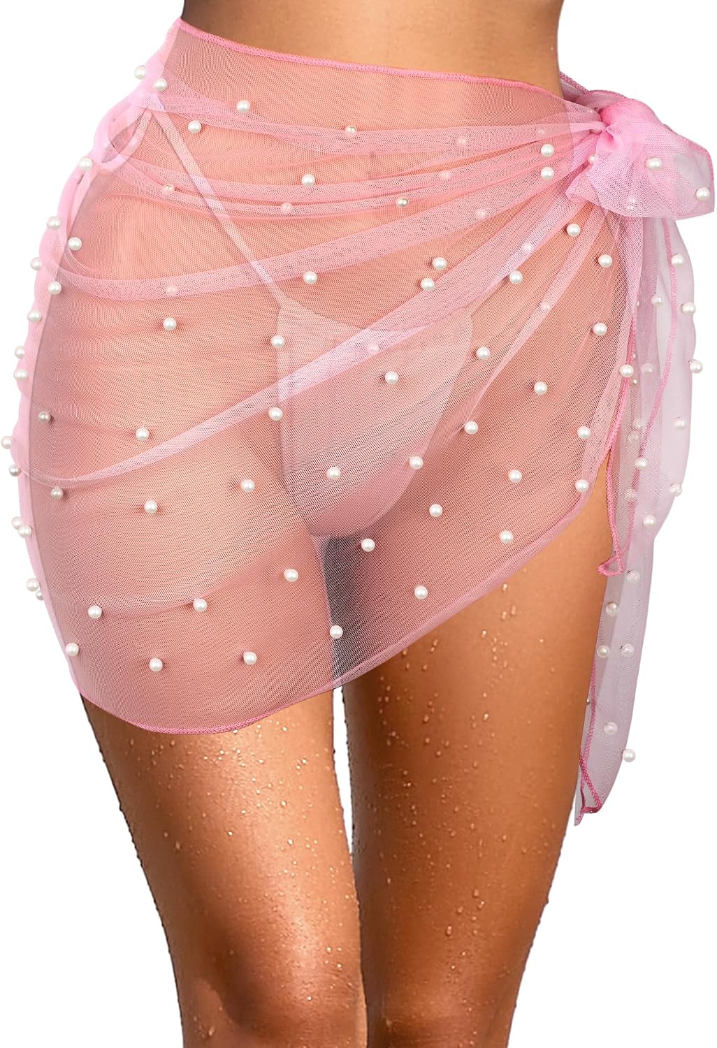 Geyoga Women's Gauze Pearl Sarong Coverup Bathing Suit Wrap Swimwear Skirt Swim Beach Wrap Cover up Music Festival