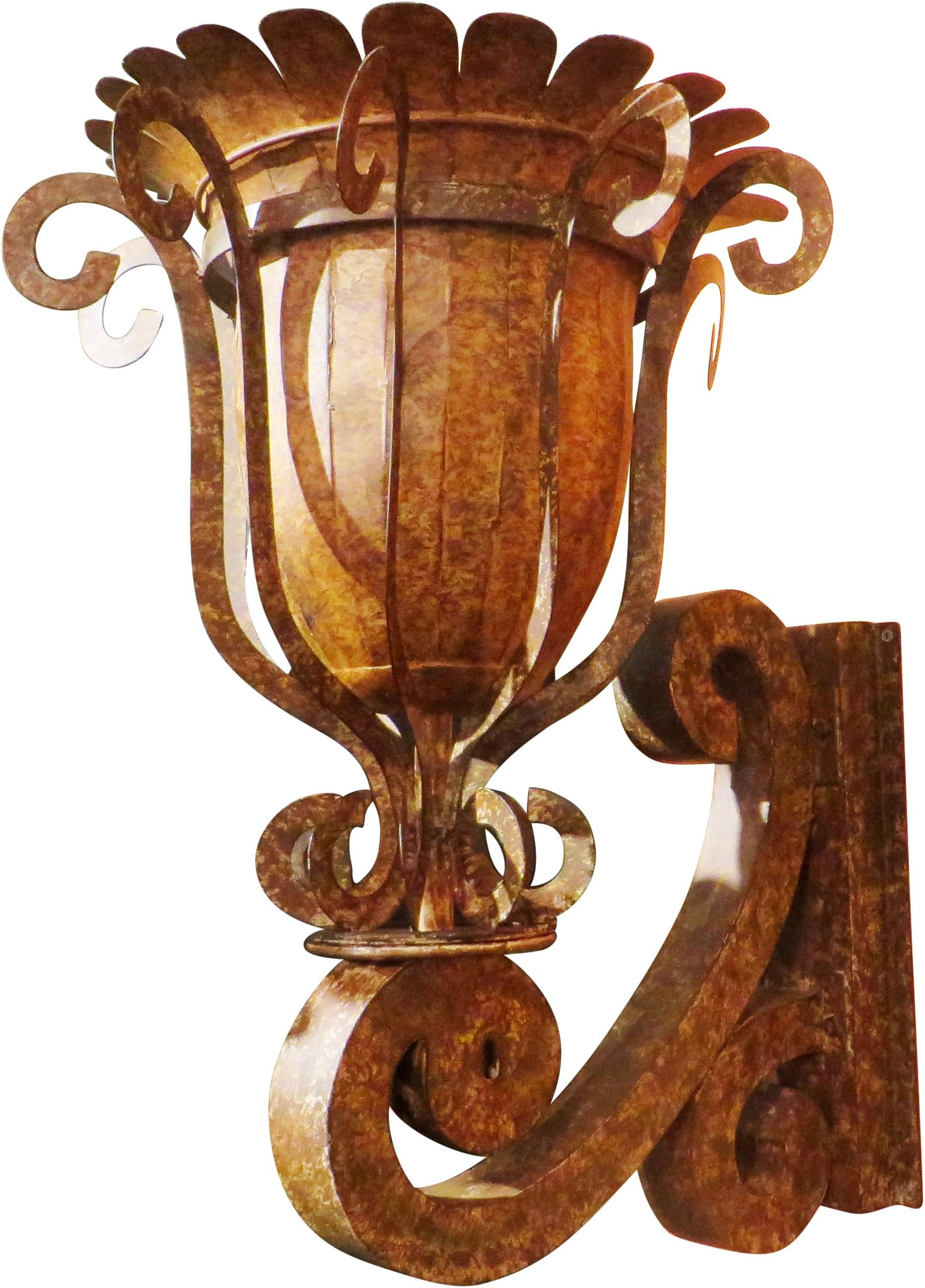 Madrigal Iron Scroll Urn Wall Planter - Indoor Outdoor Safe