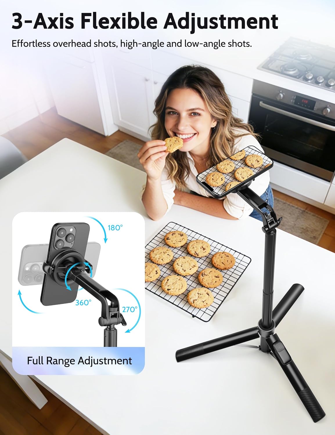 68" Magnetic Tripod for iPhone Magsafe, Phone Tripod & Selfie Stick with Rechargeable Remote for iPhone/Android/Camera, Portable Cell Phone Stand for Video Recording