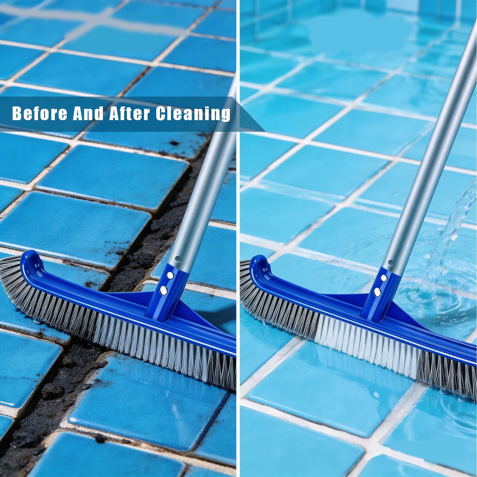 Brosse de nettoyage pour piscine 43 cm poils aluminium nylon doux film carrelage mur sol