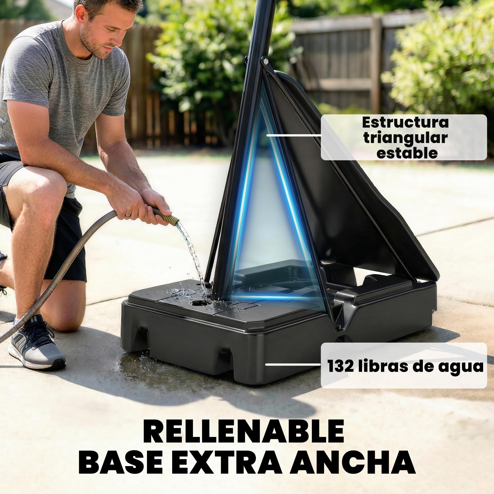SPORTNOW Canasta de Baloncesto Exterior, Altura Ajustable 245-305 cm, Portátil con Ruedas, Base Rellenable, Tablero Irrompible