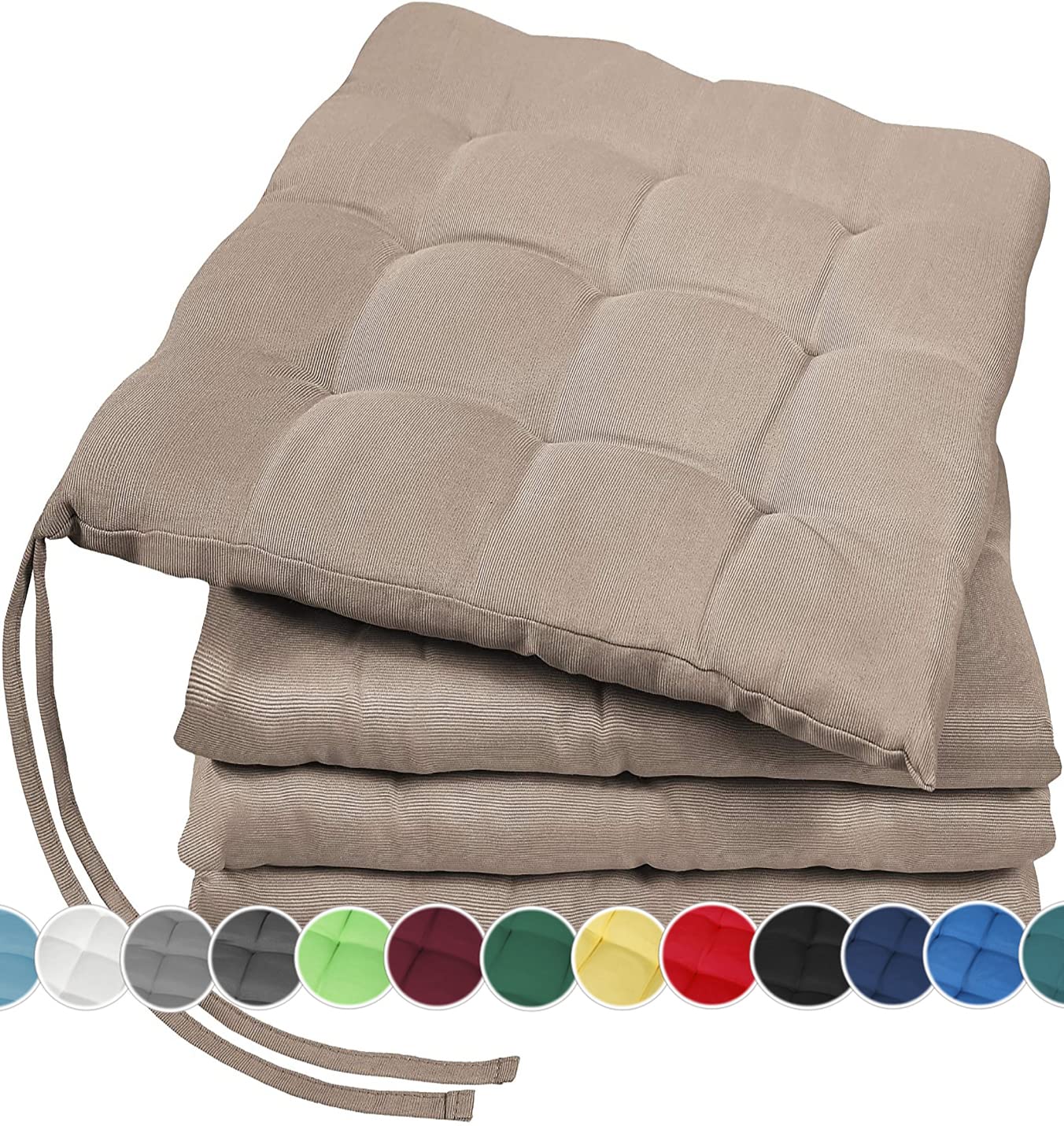 GREEN MARK Textilien Basic 4-delig set zitkussens, stoelkussens voor binnen of buiten, 40x40 cm, zacht gevuld, rood