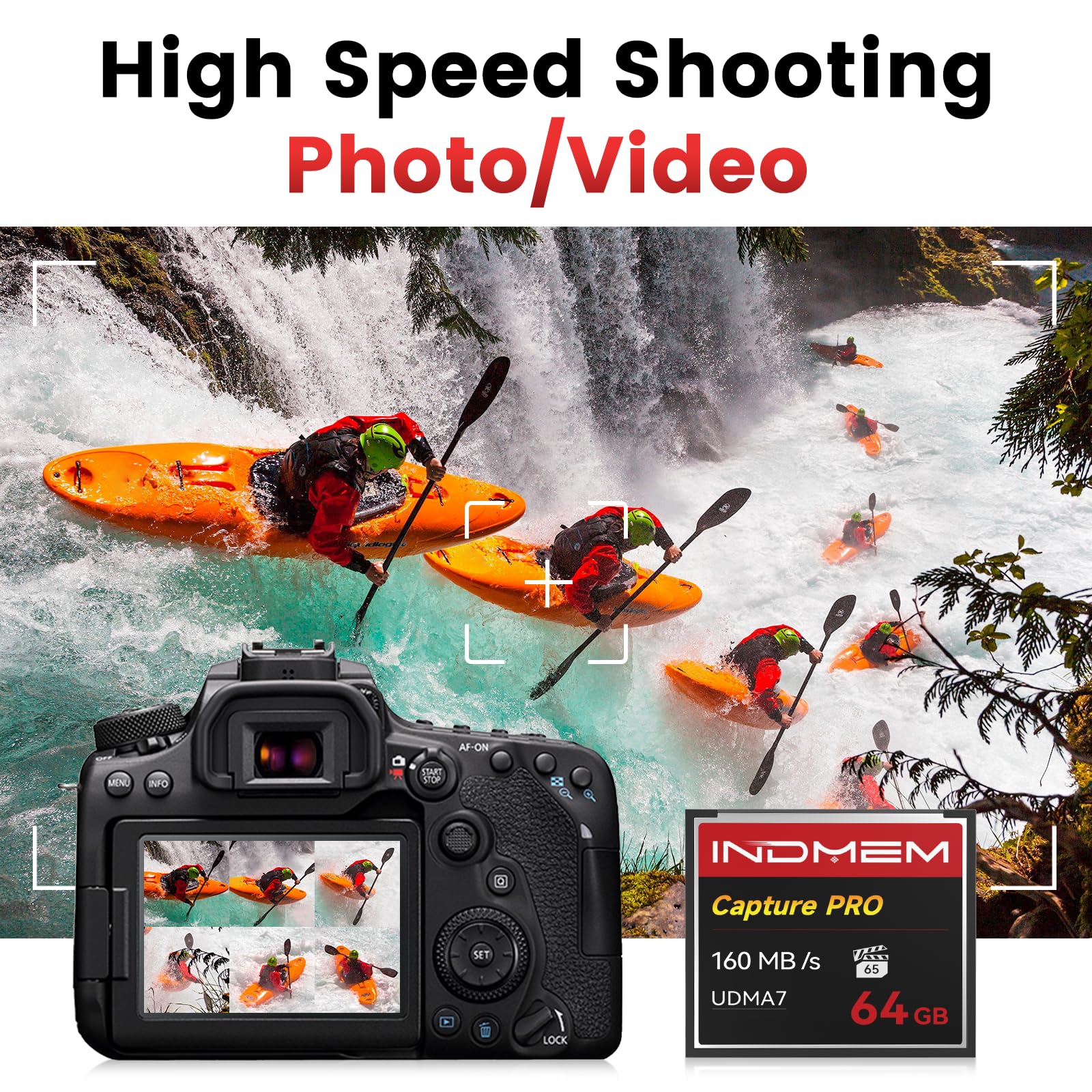 Scheda di memoria CF da 64 GB, ad alta velocità, progettata per fotografi e videografi, supporta riprese continue ad alta velocità o registrazione video 4K