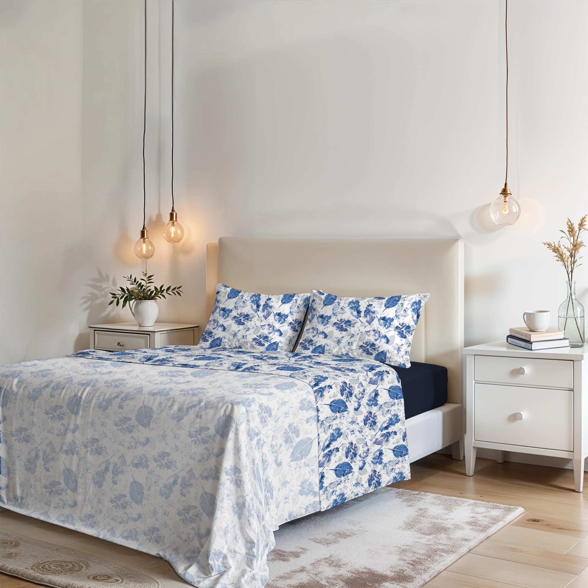 Italian Bed Linen Foglie Mb Home Italy “Fantasy” Bed Sheets Set, Double,