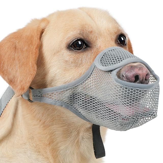 SHUOHONG Bozales de Boca de Perro Transpirable de Malla de Nylon, Bozal Perro Pequeño Respirable Antiladridos